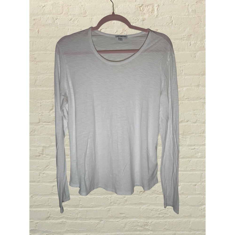 James Perse Long Sleeve Tee Womens 4 XL White Crew Neck Slub Cotton Modal